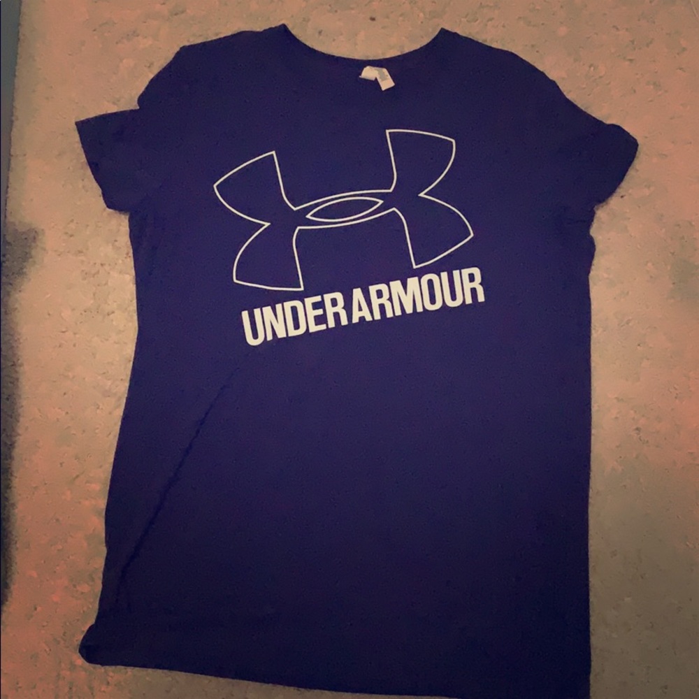 purple and white under armor shirt (Large)